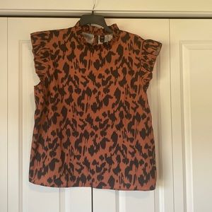 Shein Curve leopard print ruffle blouse. Size 4x.